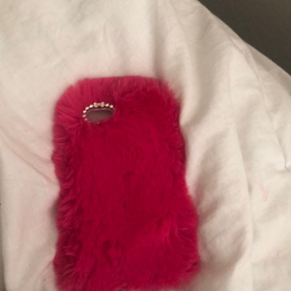 iPhone 8 furry pink case
